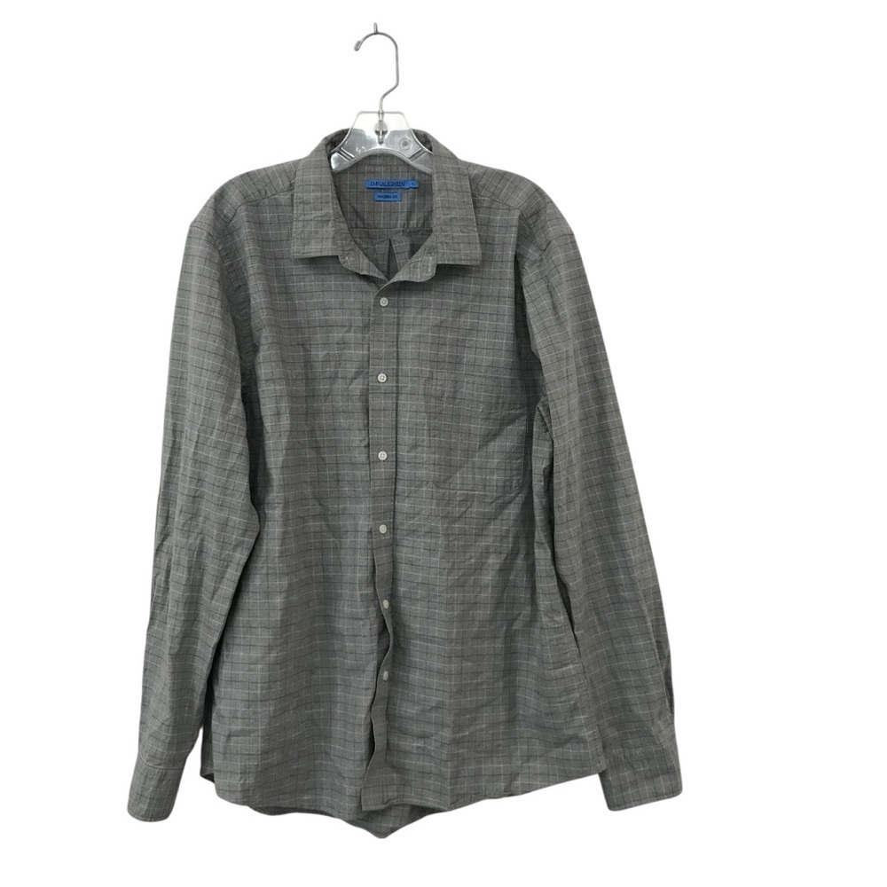 J. McLaughlin Shirt Men’s XL Gray Stripe Button Down Dress Long Sleeve Modern